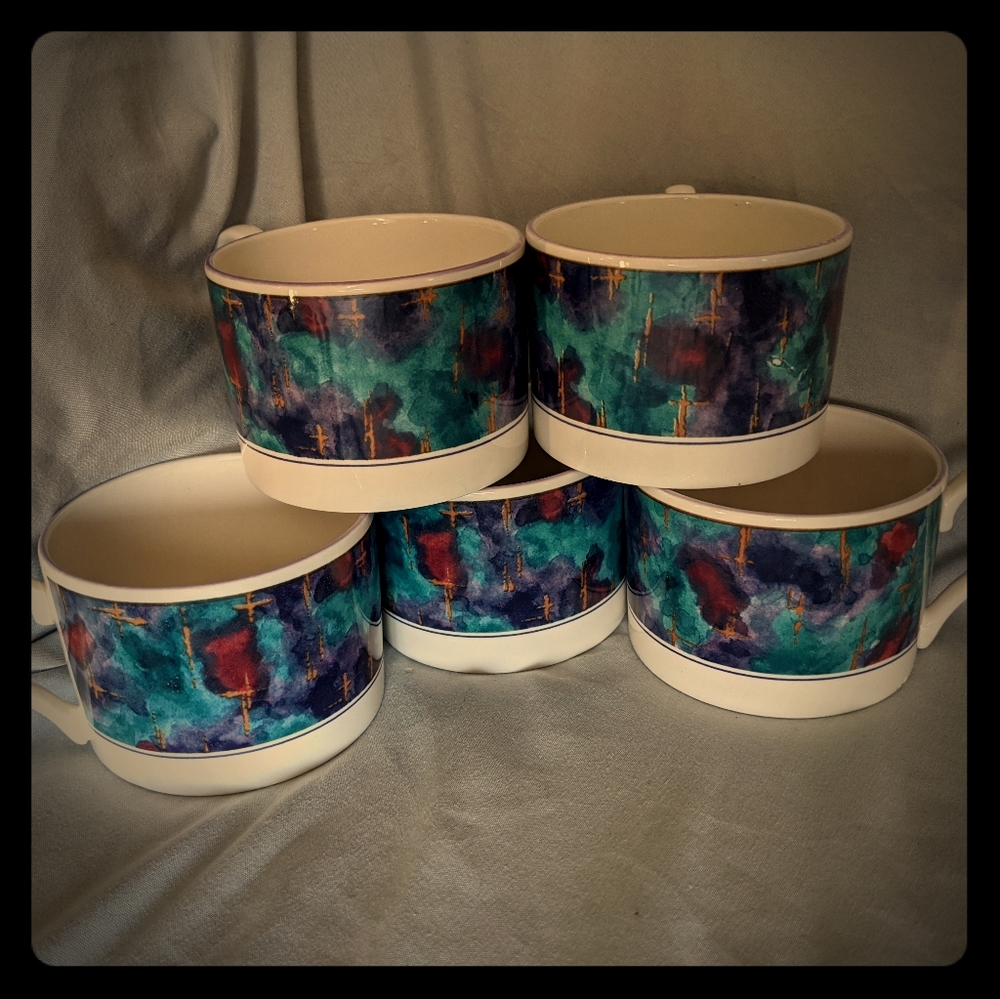 Sango 5PC Coffee Espresso Tea Mug Set Jewel